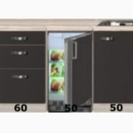 Keukenblok 160 Antraciet met drie laden incl rvs spoelbak en koelkast RAI-402