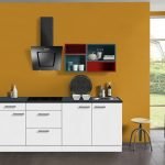 Keuken 210 cm met gekleurd wandrek Incl. afzuigkap en rvs spoelbak KT212E-9-601