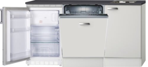 Kitchenette 160cm wit hoogglans met vaatwasser en koelkast en kookplaat RAI-4532 - Afbeelding 2