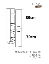Apothekerskast Lagos White satin (BxHxD) 30 x 174 x 57,1 cm RAI-796 - Afbeelding 2