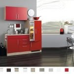Kitchenette Toronto Rood 160cm Incl. koelkast, e-kookplaat en spoelbak HRG-649