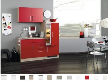 Kitchenette Toronto Rood 160cm Incl. koelkast, e-kookplaat en spoelbak HRG-649