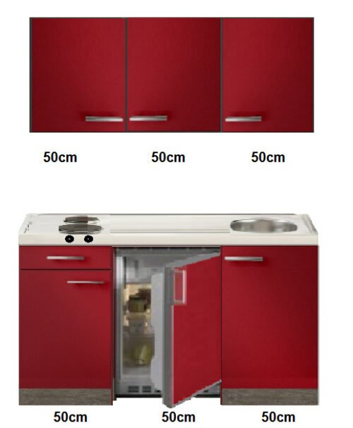 kitchenette 150cm met rvs werkblad en koelkast RAI-332 - Afbeelding 2