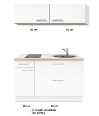 KEUKENBLOK 120 WIT MET KRAMISCH KOOKPLAAT ,RVS SPOELBAK en klap bovenkasten 60cm RAI-360 - Afbeelding 2