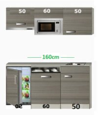Kitchenette 160 met onderbouw koelkast, vaatwasser, combi magnetron en afzuigkap RAI-51