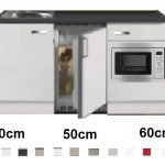 Keukenblok 160 wit hoogglans incl rvs spoelbak en koelkast en magnetron RAI-514