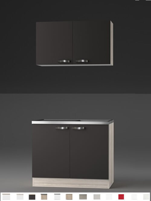 Keukenblok met RVS blad en bovenkast 100 x 60 cm OPTI-0103 - Afbeelding 3
