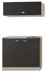 Keukenblok Faro Antraciet met rvs blad en klap bovenkast 100 x 60 cm OPTI-0103