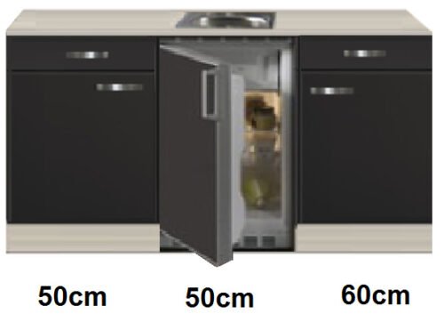 Keukenblok 160 Antraciet met wandkasten incl rvs spoelbak en koelkast en magnetron RAI-415 - Afbeelding 4
