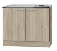 Keukenblok met houten aanrechtblad incl Spoelbak Neapel licht eiken ruw (BxHxD) 100,0x84,8x60,0 cm HRG-199