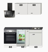 4-in-1 Kitchenette + oven + kookplaat + koelkast + bergruimte 180cm RAI-1049