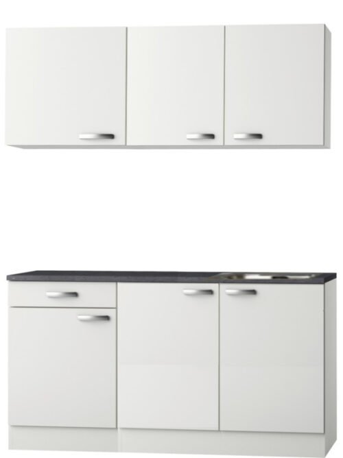 Kitchenette Wit Hoogglans 160 cm incl rvs spoelbak HRG-525 - Afbeelding 3