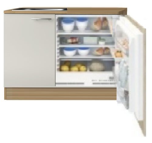 Kitchenette 110cm wit-beuken incl inbouw koelkast met of zonder wandkasten RAI-1045 - Afbeelding 2