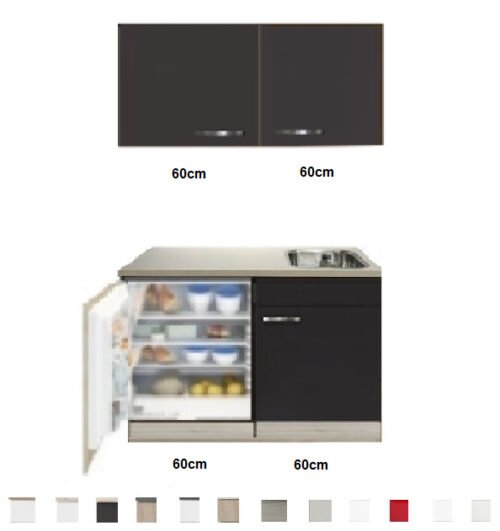 Keukenblok 120cm Antraciet incl koelkast RAI-591 - Afbeelding 3