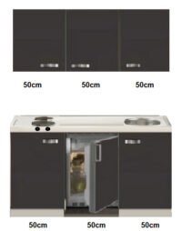 kitchenette 150cm met rvs werkblad en koelkast RAI-332 - Afbeelding 3