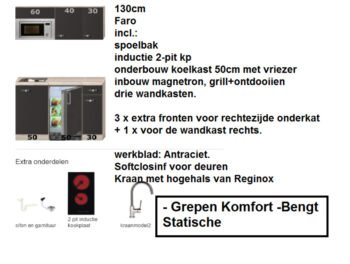 Kitchenette 135cm met combimagnetron, koelkast en kookplaat RAI-KL-9989 - Afbeelding 3