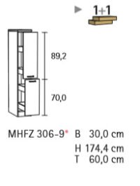 Apothekerskast Faro Antraciet 30x174x60cm (BxHxD) HFZ319-9-573 - Afbeelding 2