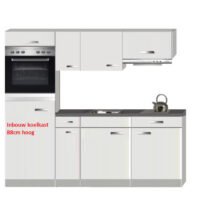 Keukenblok Lagos wit hoogglans 210 cm Incl. koelkast, oven, kookplaat en afzuigkap RAI-8462