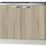 Keukenblok Padua licht eiken ruw met rvs aanrecht en spoelbak 100 x 60 cm HRG-10