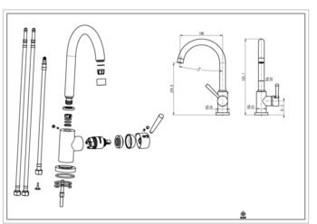 Lage druk keukenkraan CORNWALL ééngreepsmengkraan met hoge uitloop, RVS-look HRG-333 - Afbeelding 3