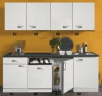 Kitchenette 220 cm wit hoogglans met vaatwasser en koelkast en kookplaat RAI-4534