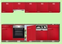 Rechte keuken 300cm rood hoogglans Incl. Apparatuur RAI-762