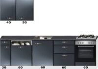 Rechte keuken 270cm antraciet metalic incl vaatwasser, oven en gaskookplaat RAI-099