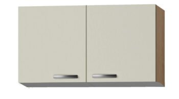 Keukenblok cream 100cm x 60cm met houten werkblad en wandkasten OPTI-950 - Afbeelding 2