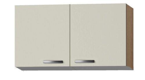 Keukenblok cream 100cm x 60cm met houten werkblad en wandkasten OPTI-950 - Afbeelding 2
