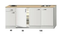 Kitchenette 190cm Wit Hoogglans incl. de koelkast HRF-4600