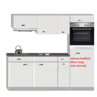 Keukenblok Lagos wit hoogglans 210 cm Incl. koelkast, oven, kookplaat en afzuigkap RAI-8462 - Afbeelding 2