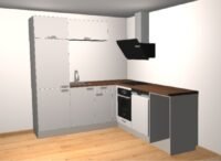 hoekkeuken 210cm x 240cm wit mat Bengt met stelpoten en inbouw apparatuur RAI-0077