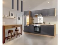 Keuken 270cm Grijs Incl. oven, kookplaat, afzuigkap en koelkast HUS-1798