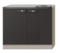 Keukenblok Faro Antraciet met RVS aanrecht en spoelbak (BxHxD) 100,0x84,8x60,0 cm SPL106-9-86