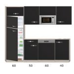 Keukenblok Antraciet mat 210 cm Incl. koelkast, magnetron, vaatwasser RAI-8458