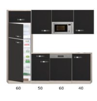 Keukenblok Antraciet mat 210 cm Incl. koelkast, magnetron, vaatwasser RAI-8458