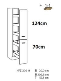 Apothekerskast Zamora mat wit (BxHxD) 30,0x206,8x57,1 cm RAI-896 - Afbeelding 2
