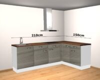 hoek keuken 210 x 150 incl afzuigkap en kookplaat RAI-446