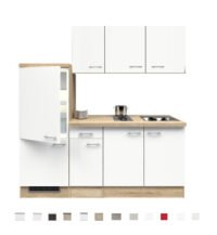Kitchenette Pinto parel glanzend 190 cm incl. Incl. koelkast, kookplaat en apothekerskast HRG-7729