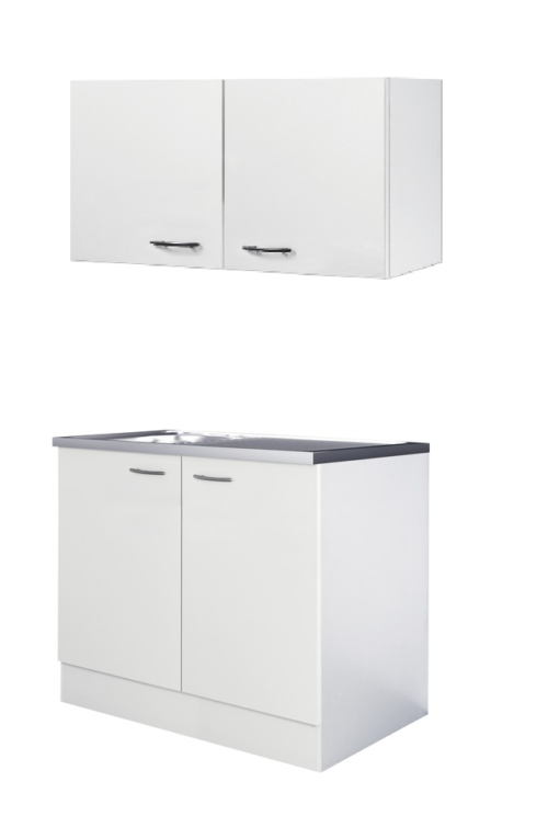 Keukenblok Klassiek 50 wit met RVS aanrecht 100 cm x 50 cm OPTI-68 - Afbeelding 2