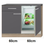 keukenblok 120cm met inbouw koelkast RAI-1010