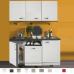 Kitchenette 170 cm wit hoogglans met vaatwasser en koelkast en kookplaat RAI-40