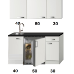 Kitchenette Wit hoogglans 120 CM incl. koelkast HRG-1324