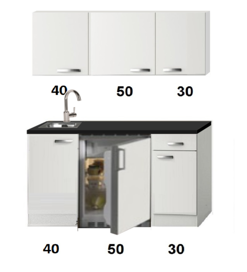 Kitchenette Wit hoogglans 120 CM incl. koelkast HRG-1324 - Afbeelding 8