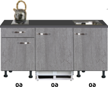 kitchenette 180 cm beton look met inbouw koelkast RAI-2002 - Afbeelding 3