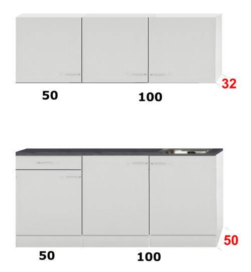 Keukenblok 150 cm x 50 cm + spoelbak RAI-0010 - Afbeelding 2