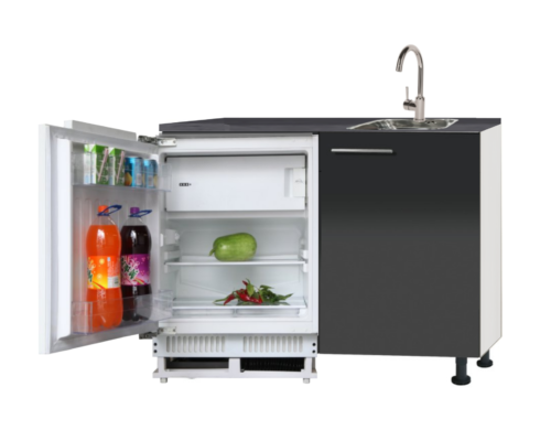 keukenblok 120cm zwart incl inbouw koelkast NEW-0225 - Afbeelding 2