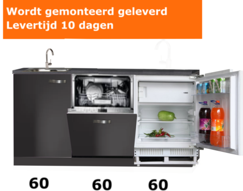 keukenblok 180cm zwart incl apparatuur NEW-022 - Afbeelding 5