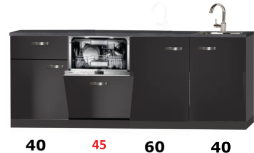 keukenblok 185cm zwart incl. apparatuur NEW-0224 - Afbeelding 5