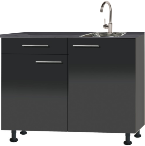 keukenblok zwart 120cm met een la RAI-527 - Afbeelding 4